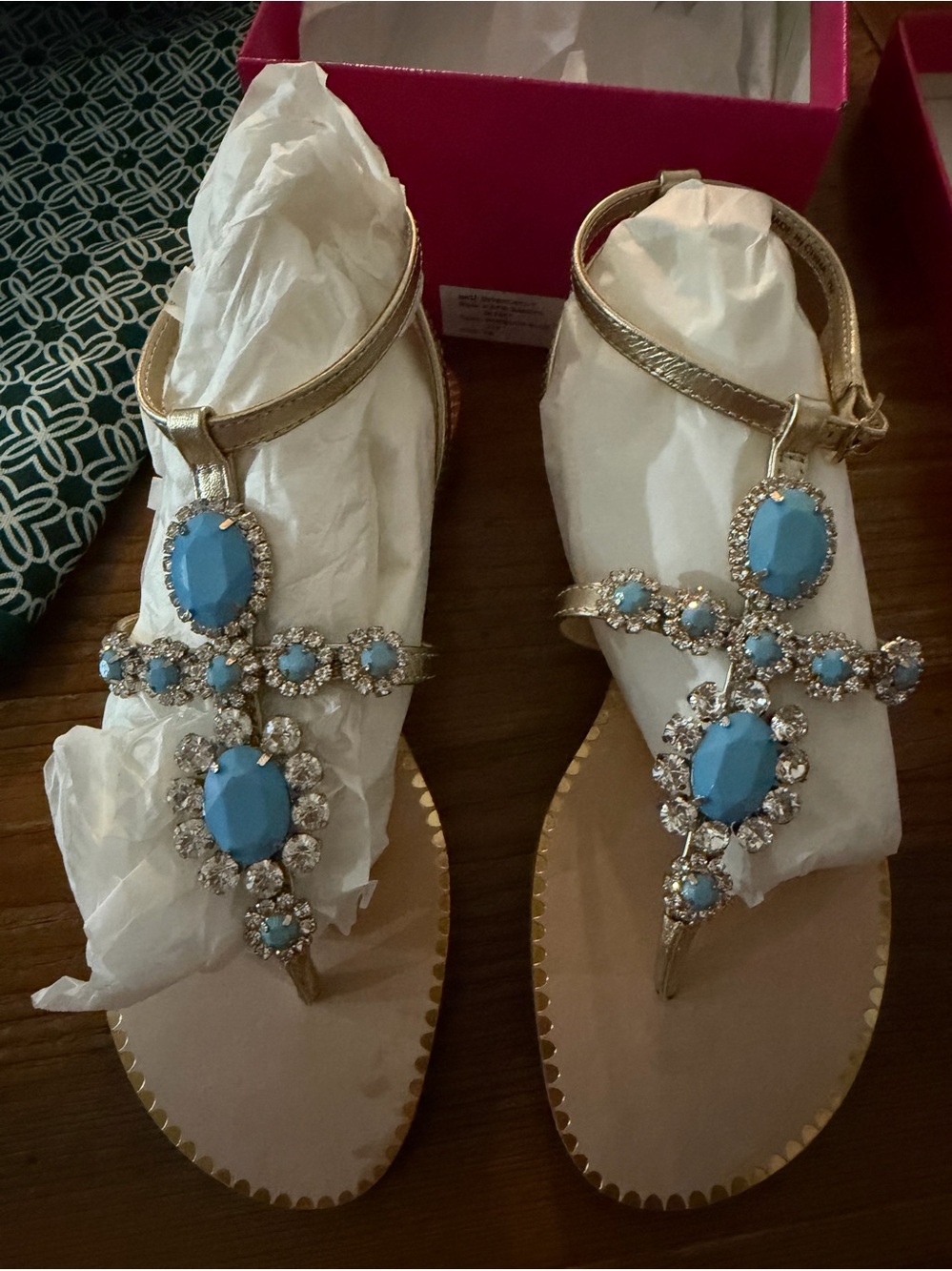 Lilly Pulitzer Katie Jeweled Sandals Bermuda Blue Size 7 NIB